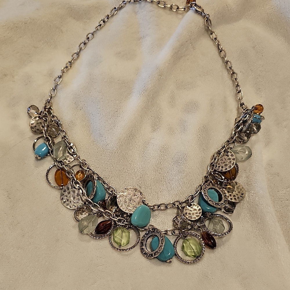 Premier Designs Turquoise and Amber Necklace